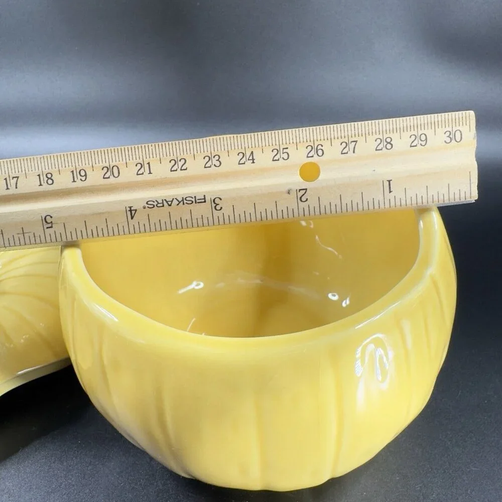 Crate & Barrel B Eigen Harvest‎ Yellow Pumpkin Squash Ceramic Bowl Canister Jar